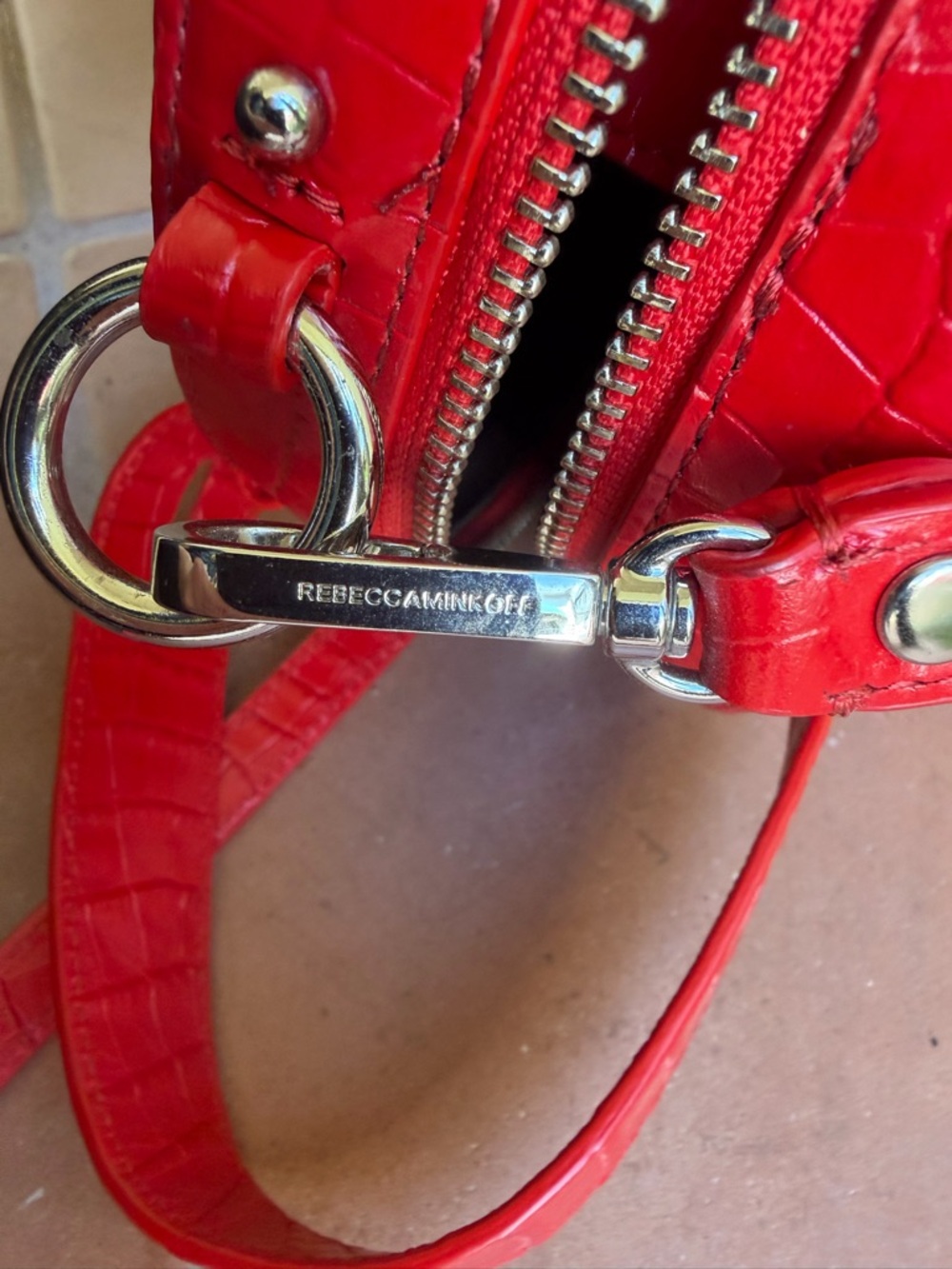 Rebecca Minkoff Red croc embossed leather Kate circle bag. Great condition. - Picture 10 of 10